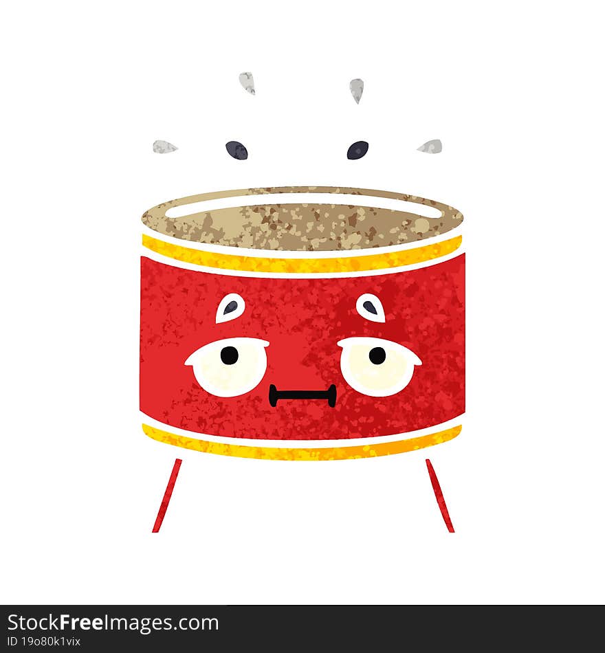 retro illustration style cartoon drum