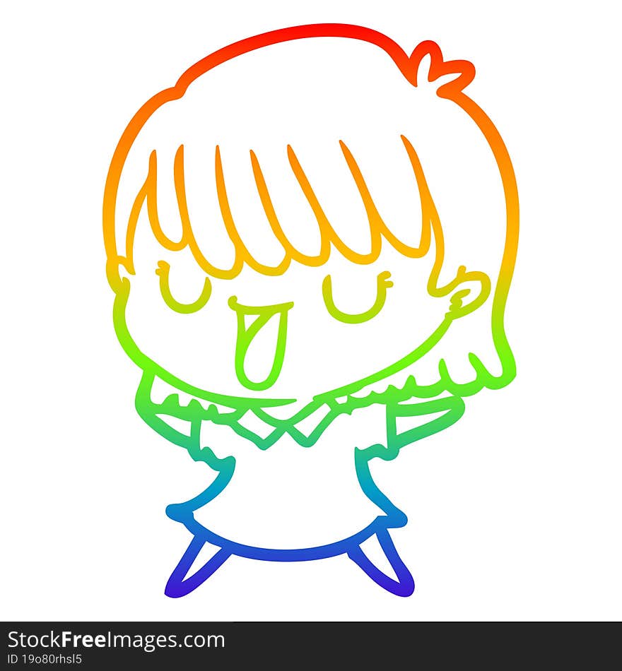 rainbow gradient line drawing of a cartoon woman