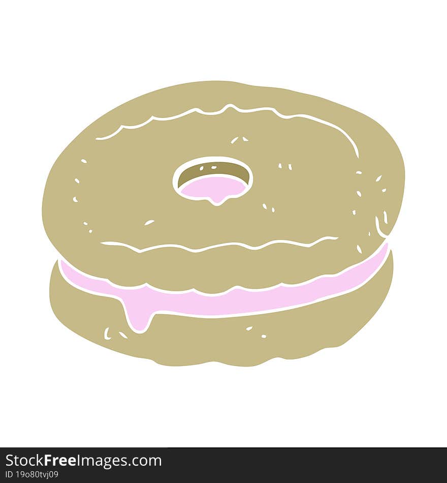 Flat Color Illustration Of A Cartoon Biscuit