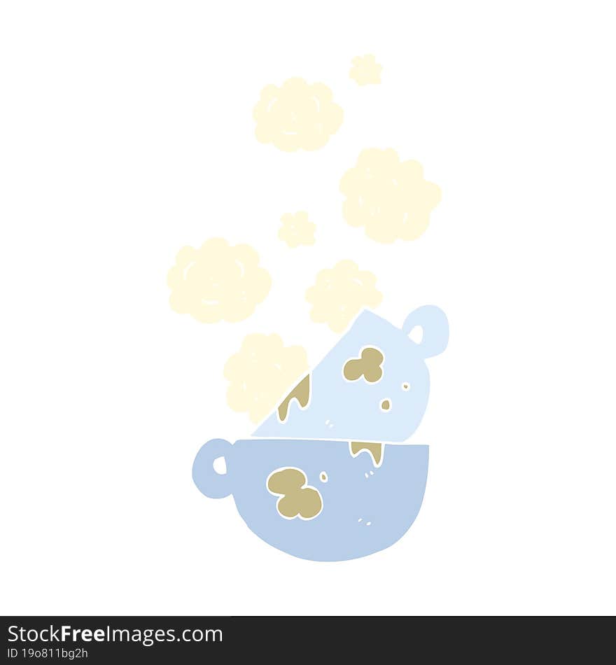 flat color illustration of stack of dirty coffee cups. flat color illustration of stack of dirty coffee cups