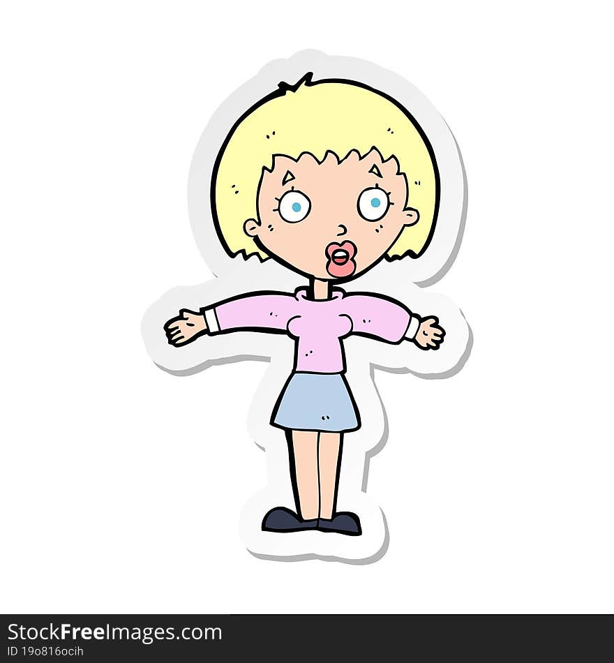 Sticker Of A Cartoon Shocked Woman