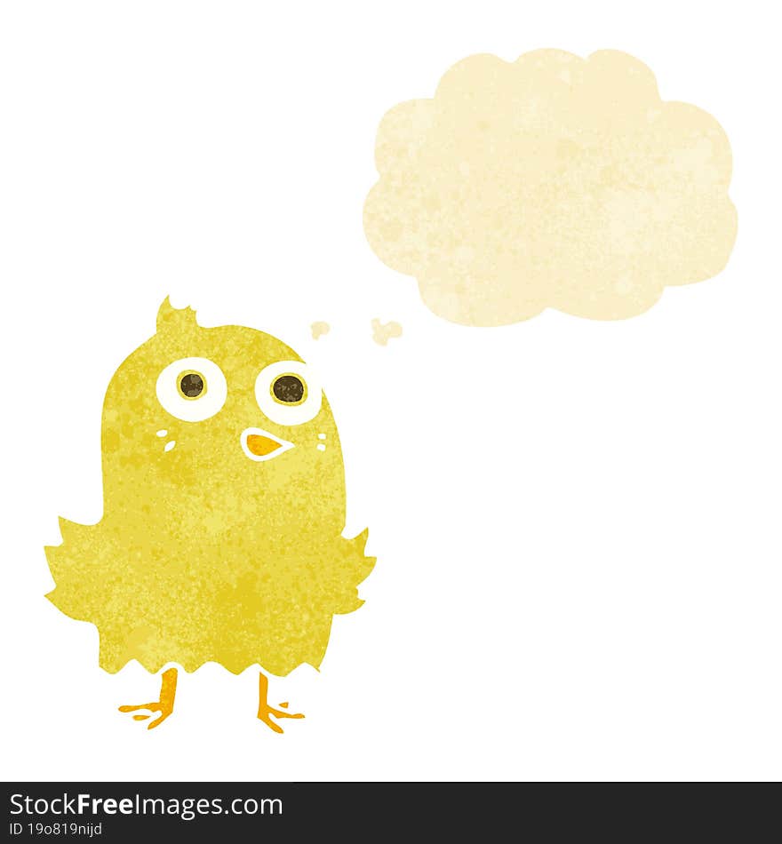 Funny Cartoon Bird With Thought Bubble