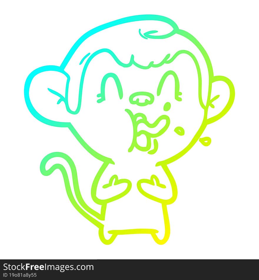 cold gradient line drawing crazy cartoon monkey