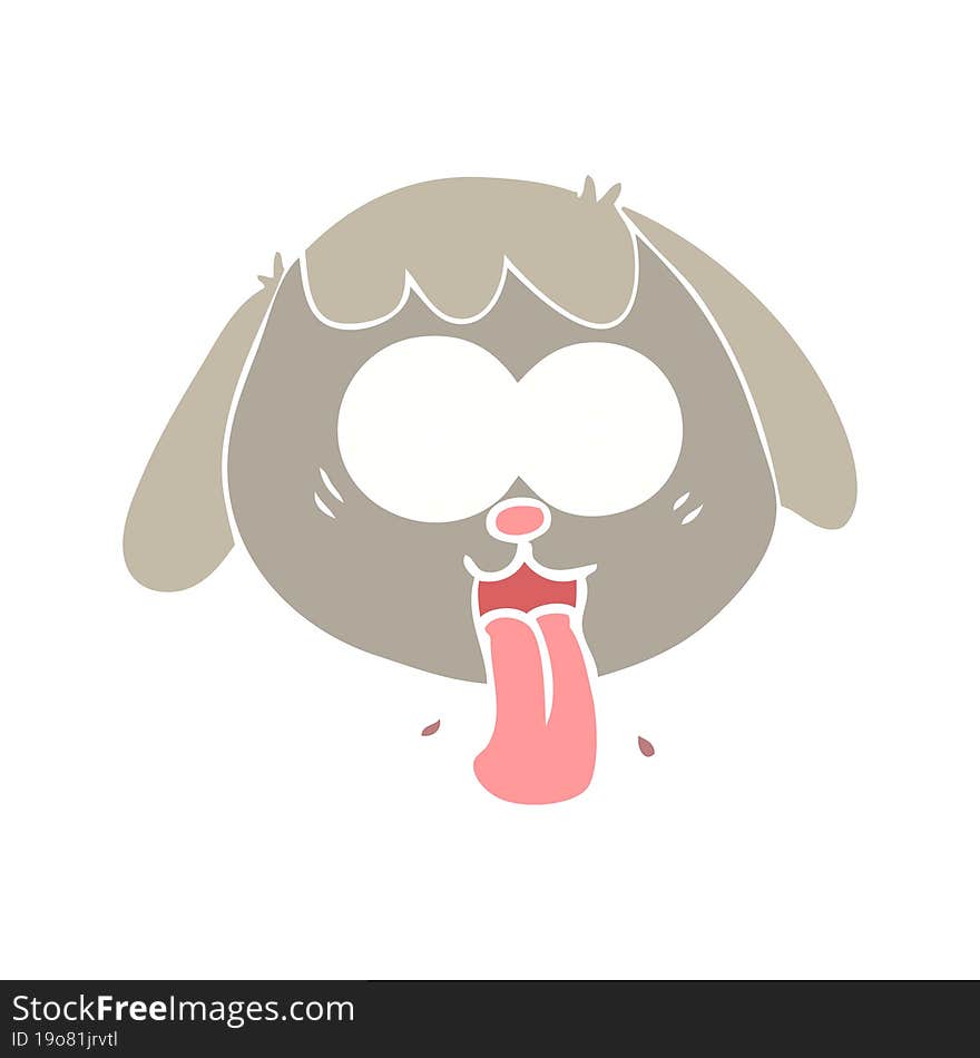 Flat Color Style Cartoon Dog Face Panting