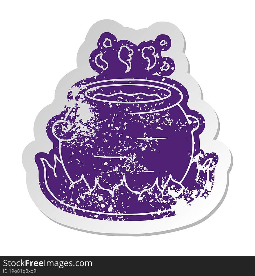 Distressed Old Sticker Of A Pot Of Stew