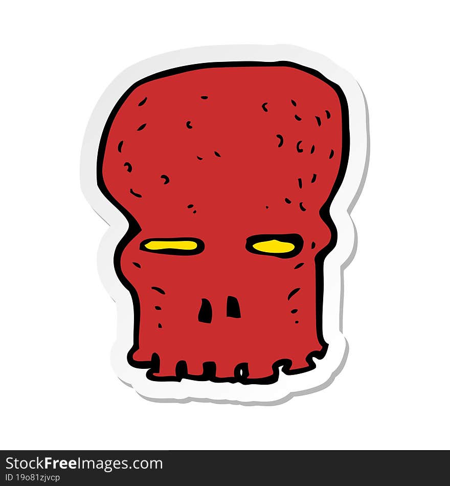 sticker of a cartoon spooky skull