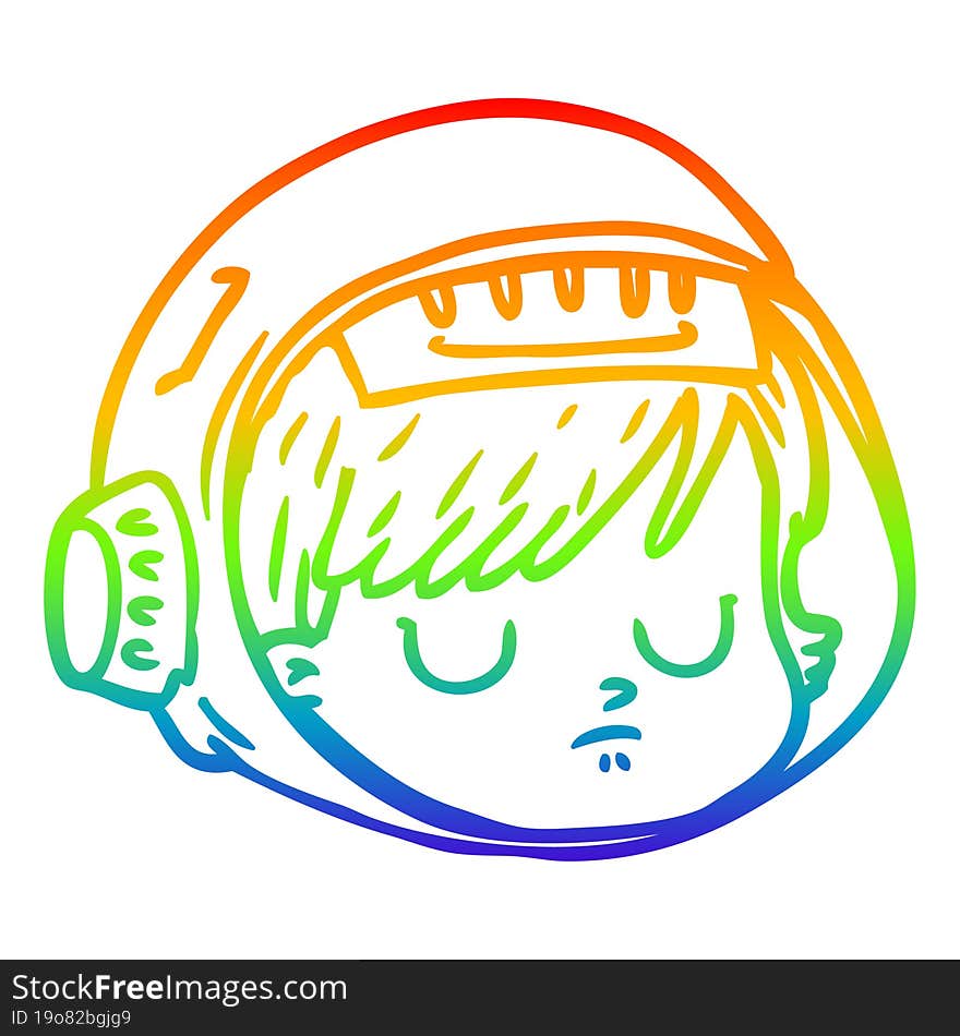 rainbow gradient line drawing cartoon astronaut face