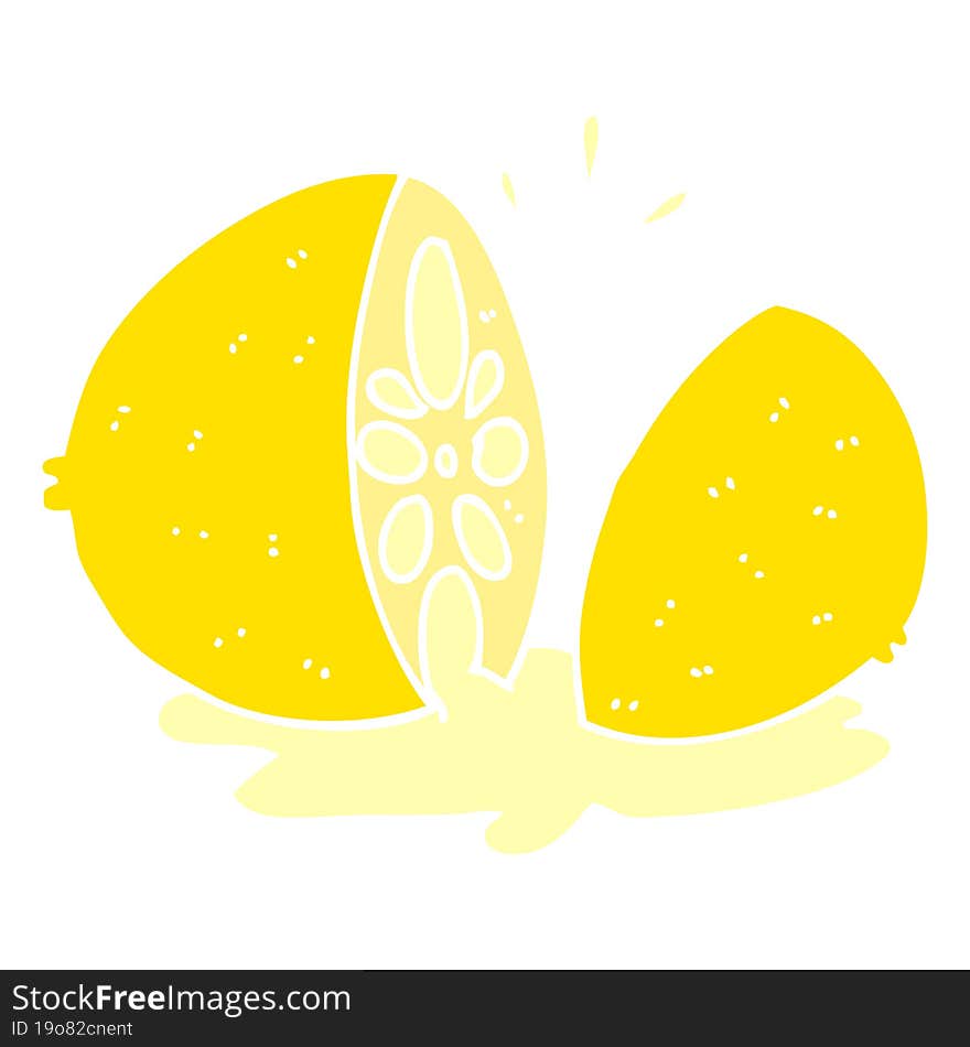 flat color style cartoon cut lemon