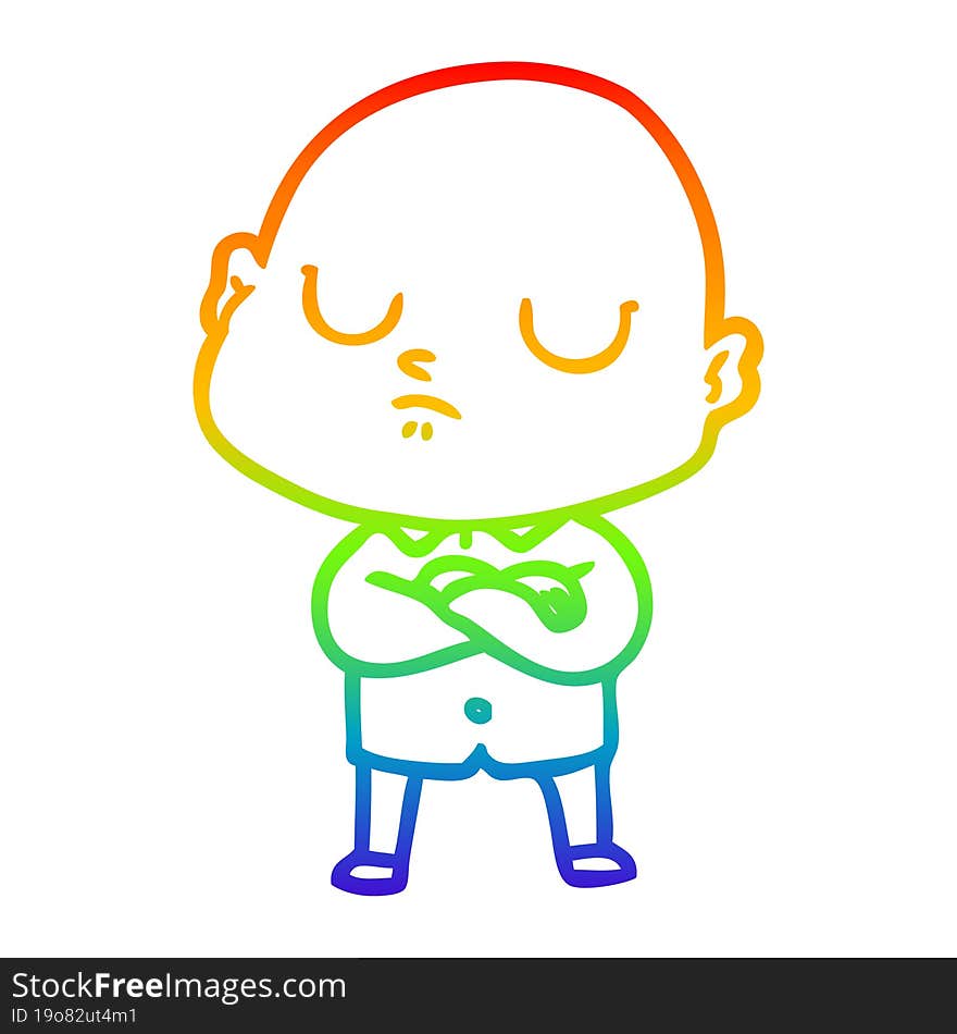 rainbow gradient line drawing of a cartoon bald man