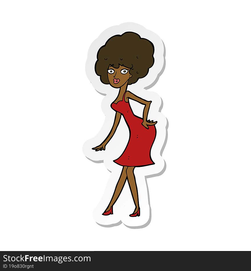 sticker of a cartoon woman posing in dress