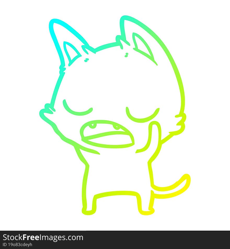 cold gradient line drawing talking cat cartoon