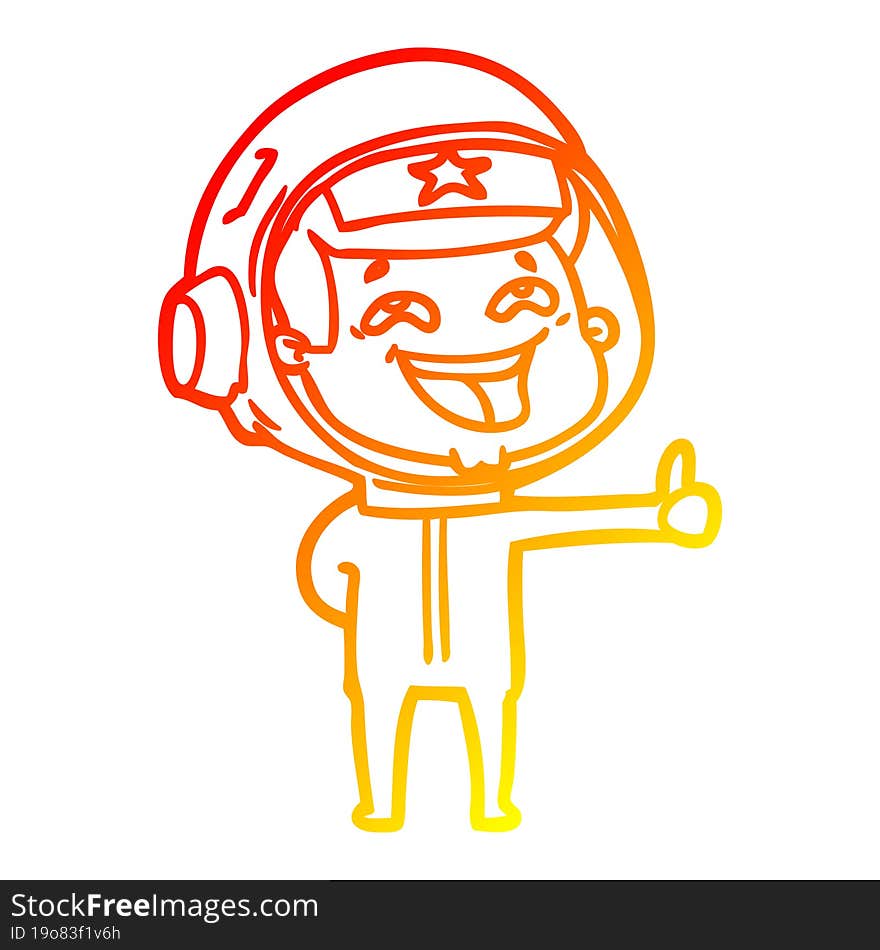 warm gradient line drawing of a cartoon laughing astronaut