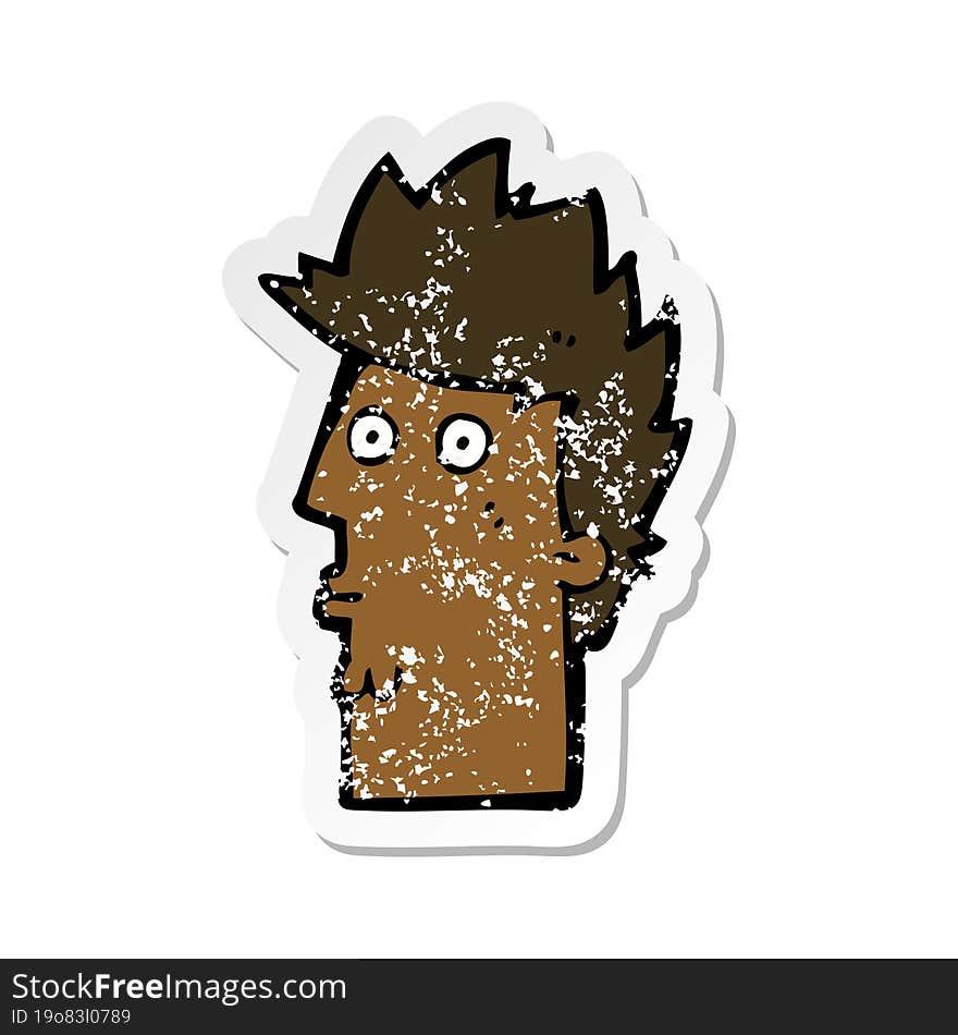 retro distressed sticker of a cartoon surprised face