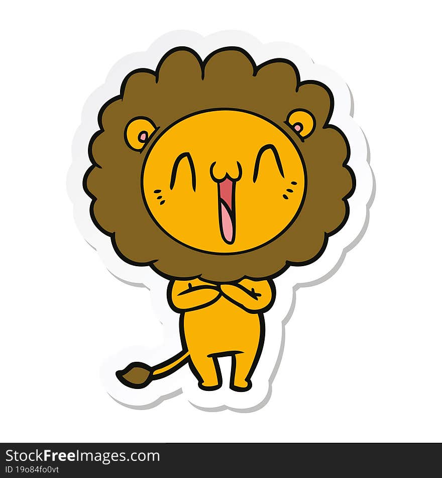 sticker of a happy cartoon lion