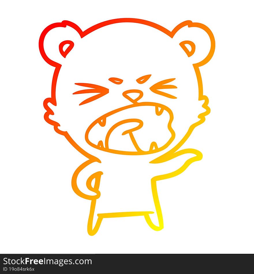 warm gradient line drawing angry cartoon polar bear