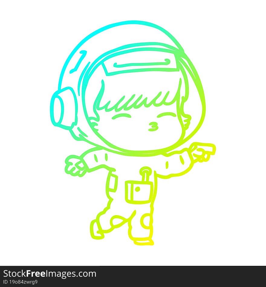 cold gradient line drawing cartoon curious astronaut