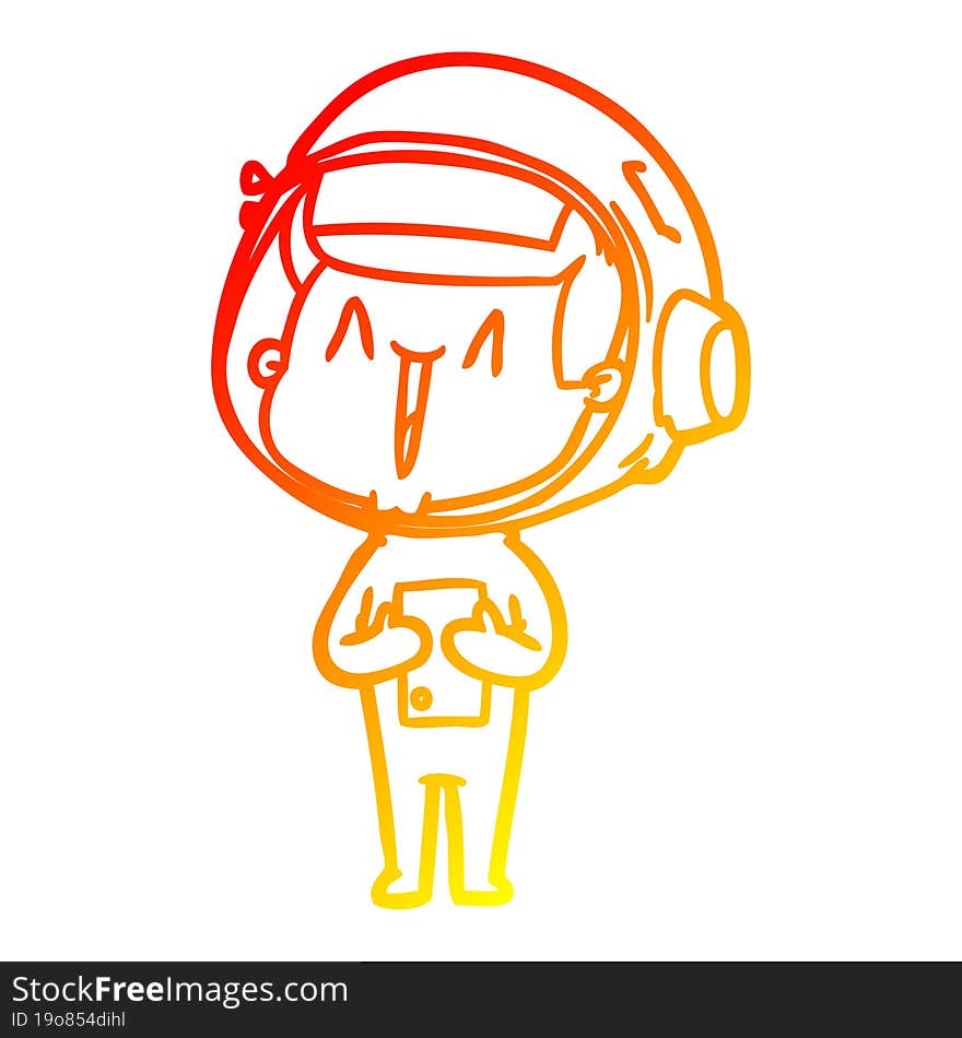 warm gradient line drawing happy cartoon astronaut