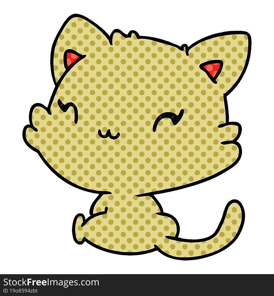 cartoon of cute kawaii kitten