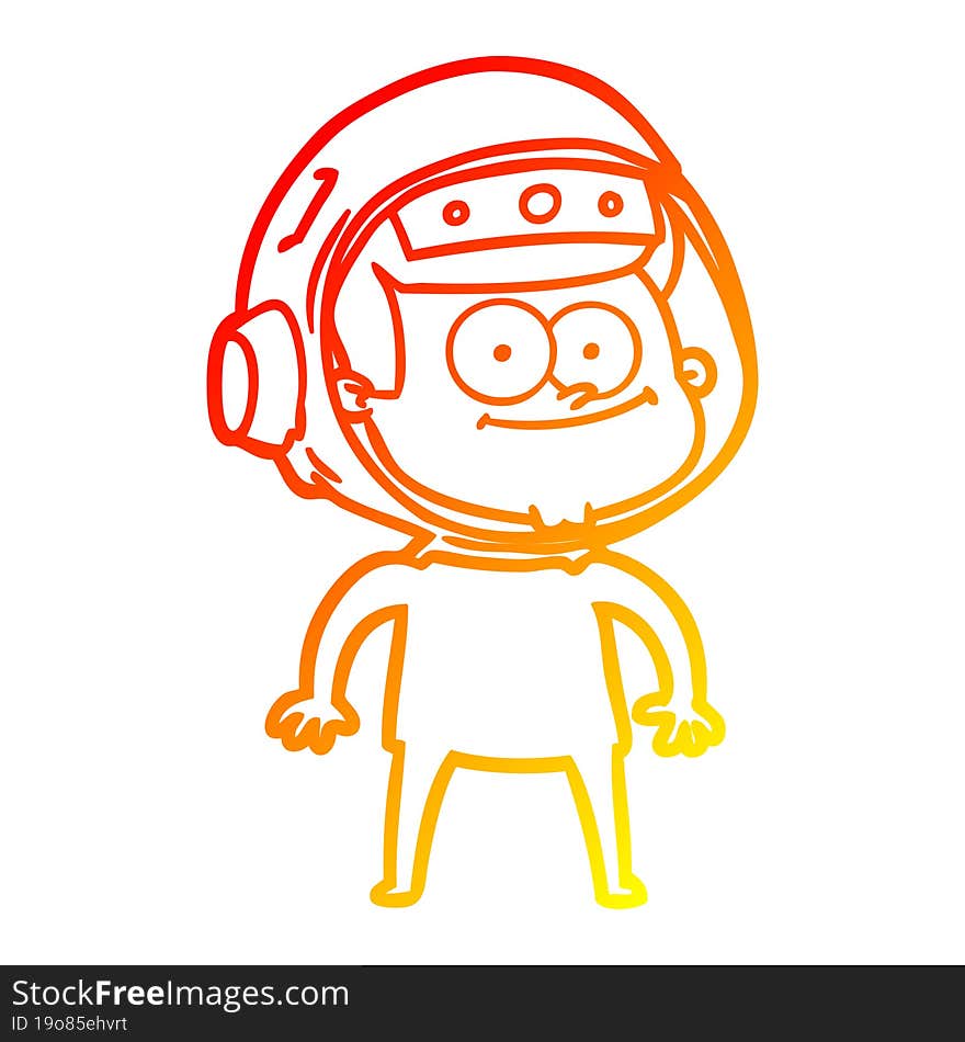 warm gradient line drawing of a happy astronaut cartoon