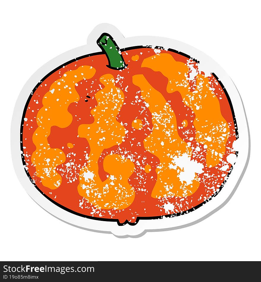 Distressed Sticker Of A Cartoon Melon