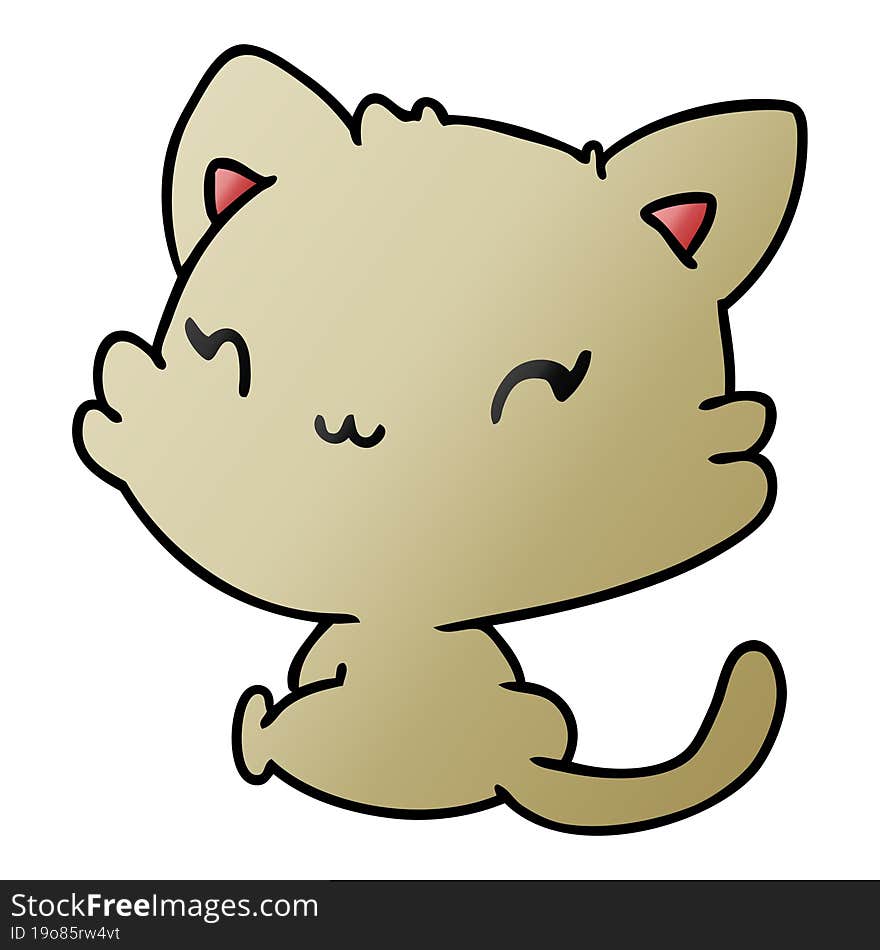 gradient cartoon of cute kawaii kitten