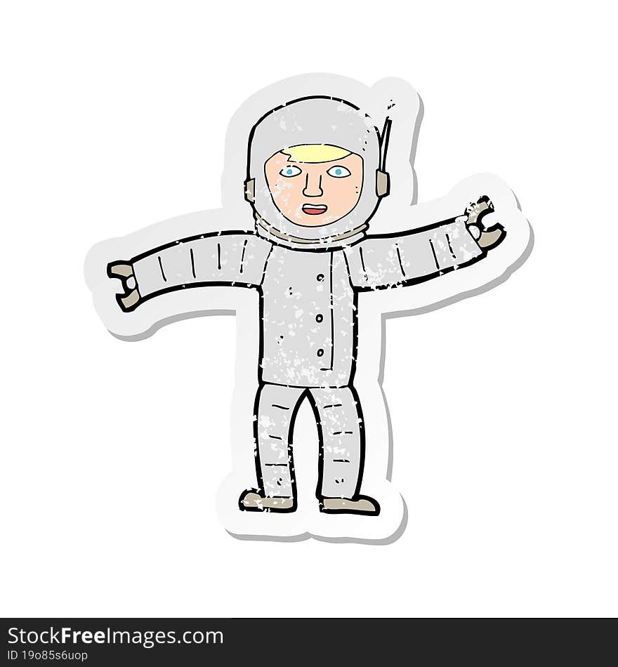 retro distressed sticker of a cartoon space man