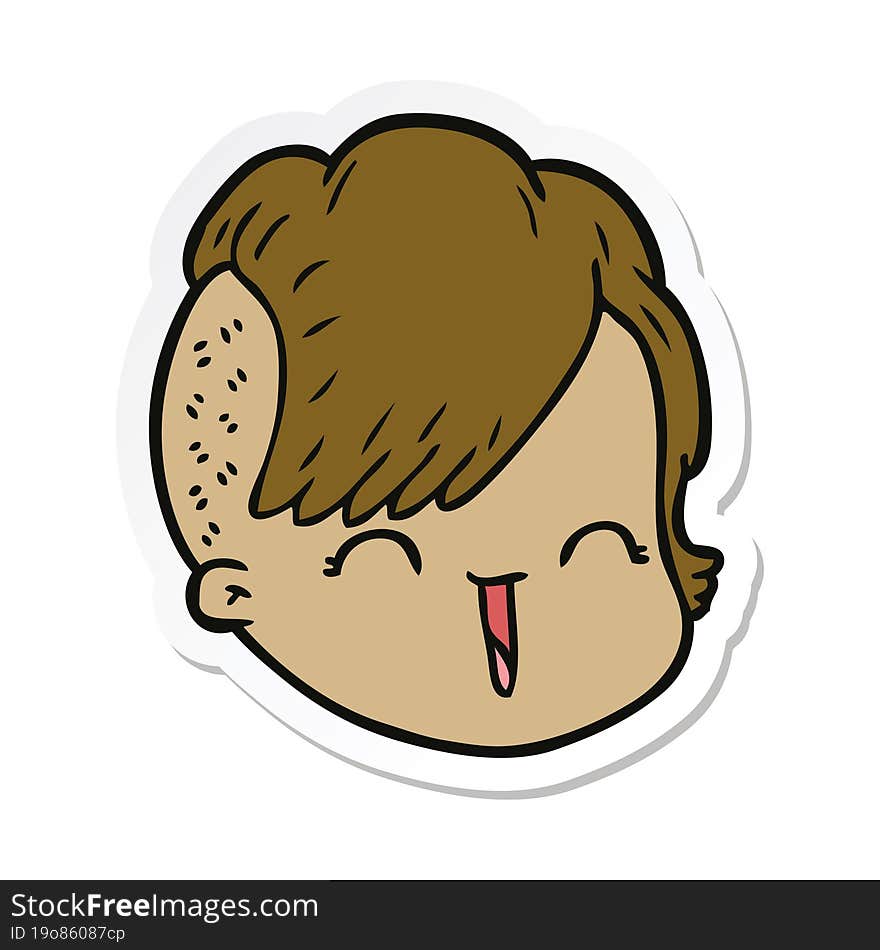 sticker of a cartoon female face