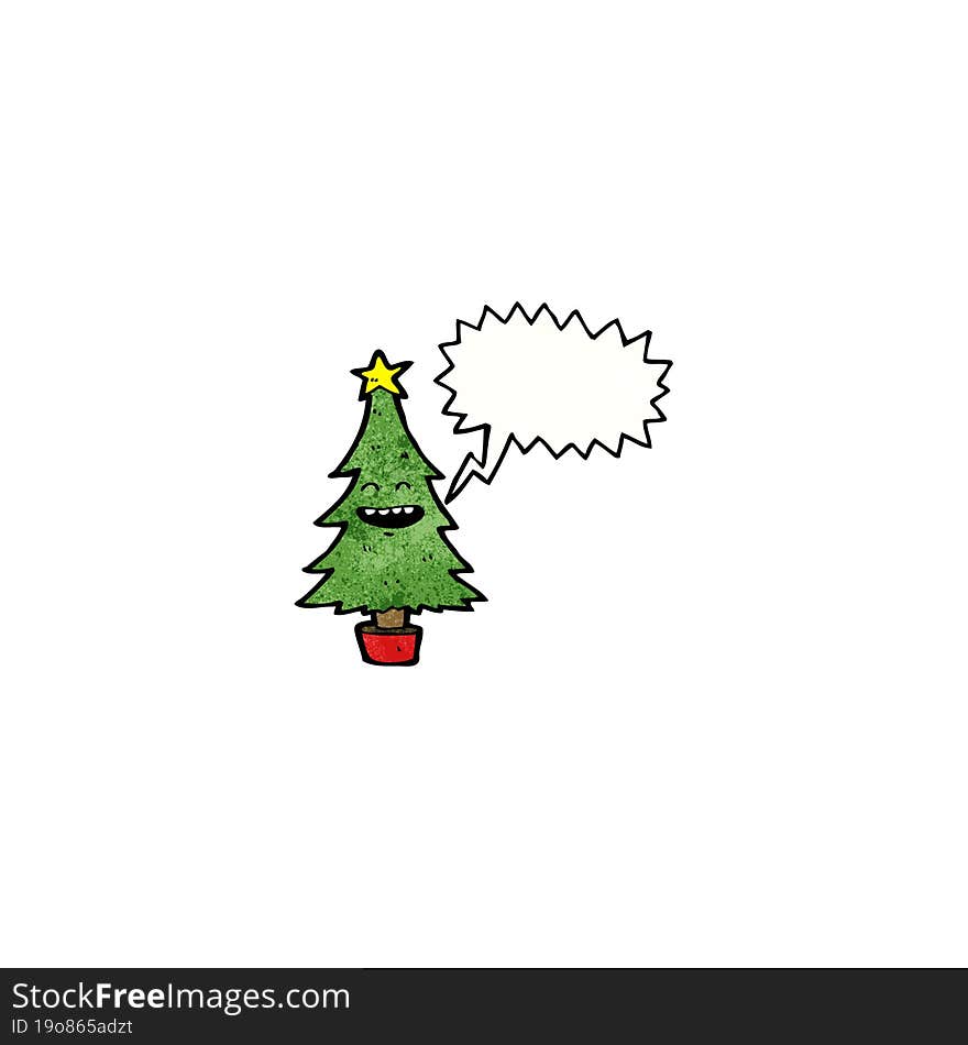 Cartoon Christmas Tree With Speech Bubble