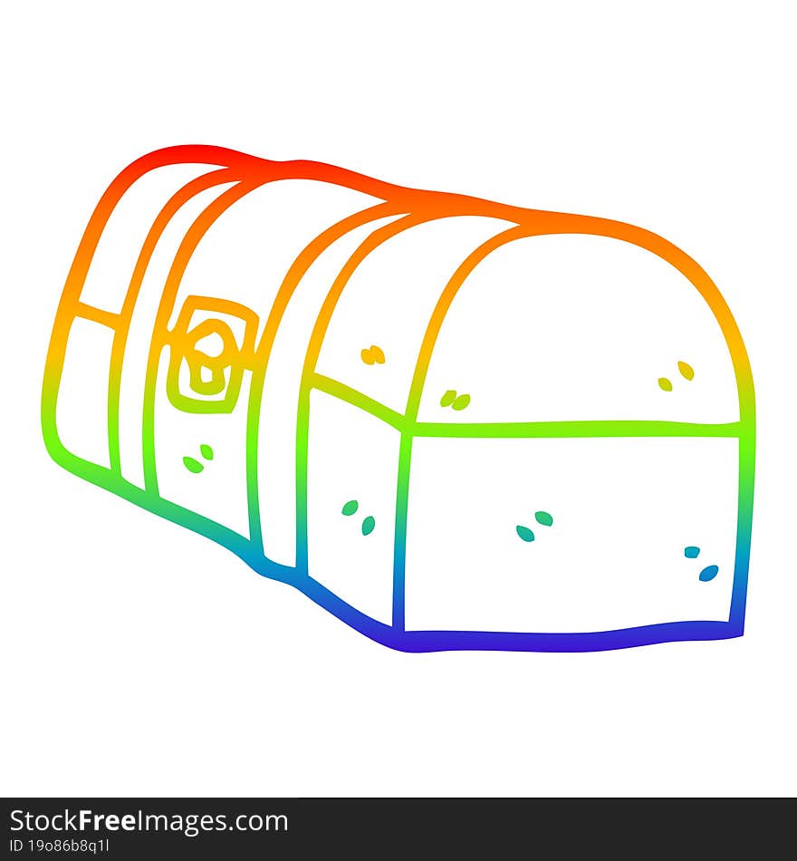 rainbow gradient line drawing cartoon treasure chest