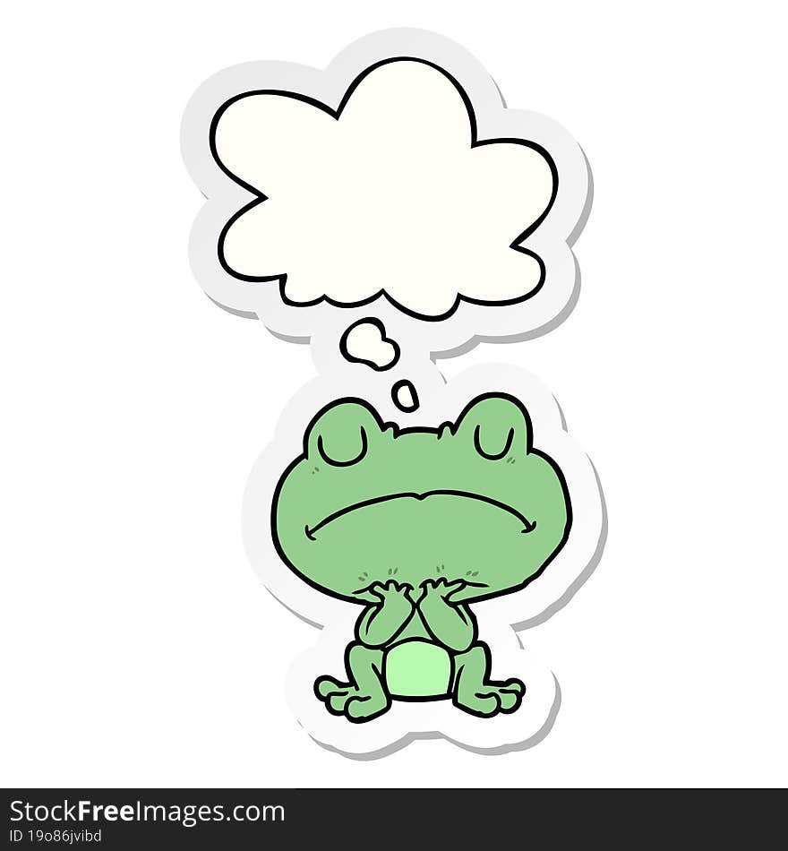 cartoon frog with thought bubble as a printed sticker