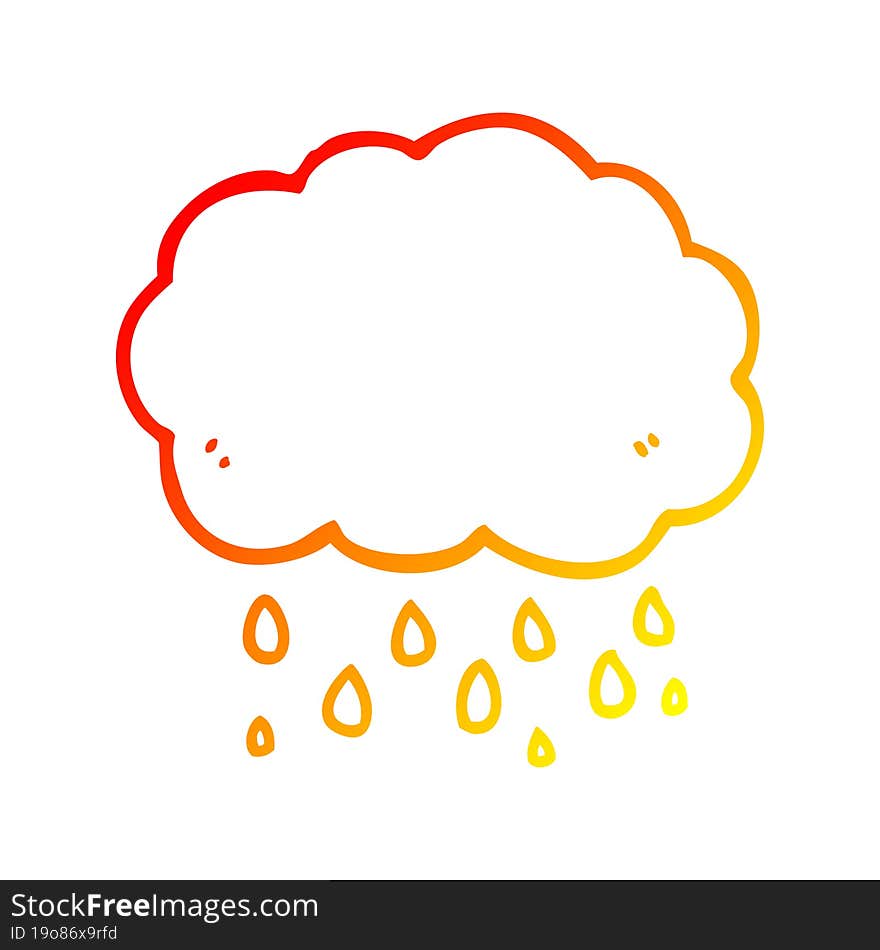 warm gradient line drawing cartoon cloud raining