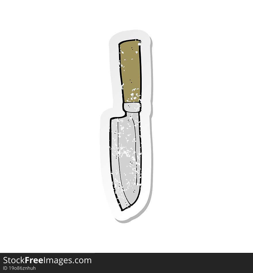 retro distressed sticker of a cartoon kitchen knife