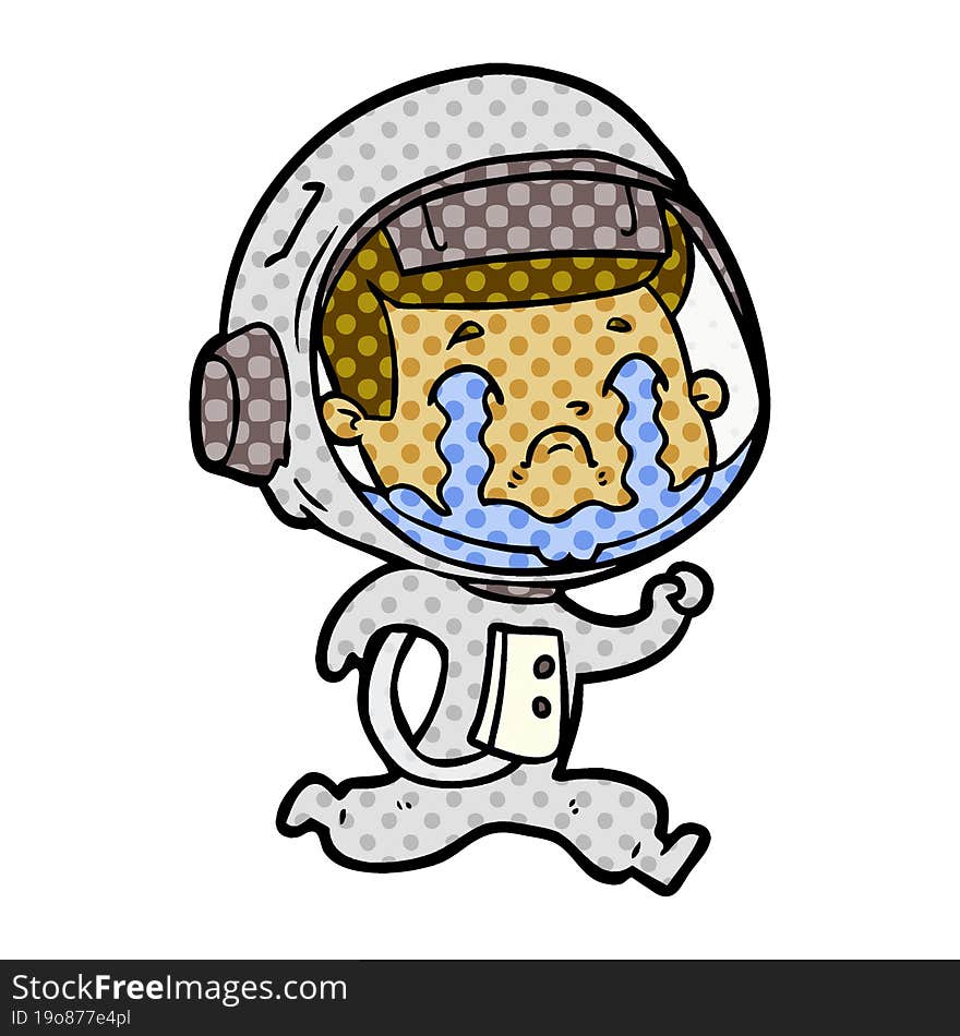 cartoon crying astronaut. cartoon crying astronaut