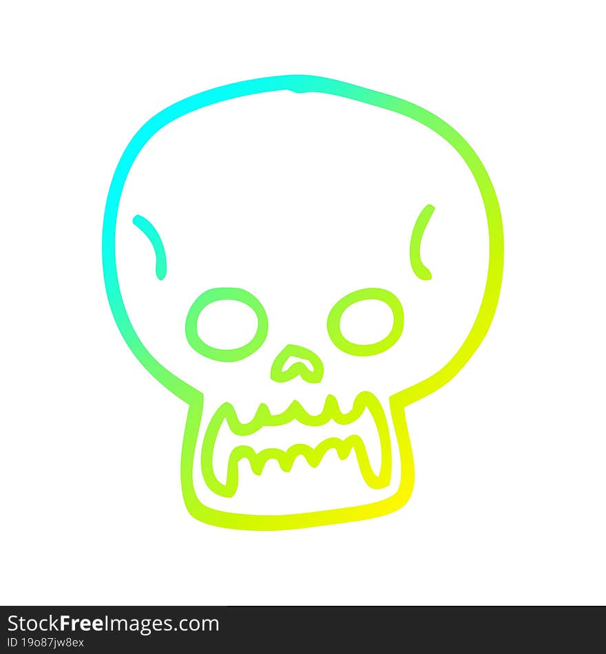 cold gradient line drawing cartoon halloween skull