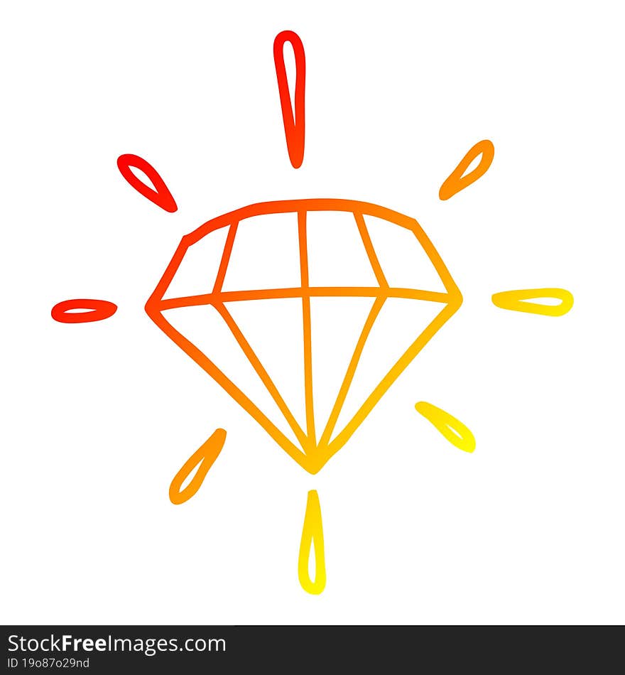 warm gradient line drawing of a cartoon tattoo diamond