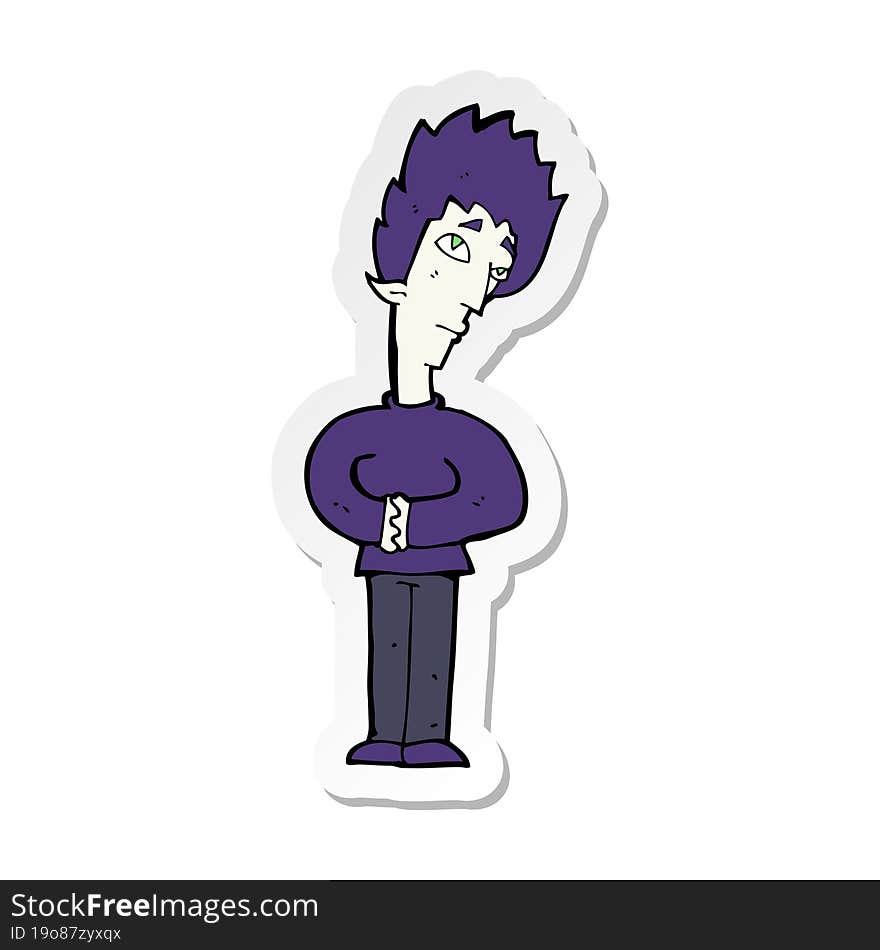 Sticker Of A Cartoon Curious Vampire