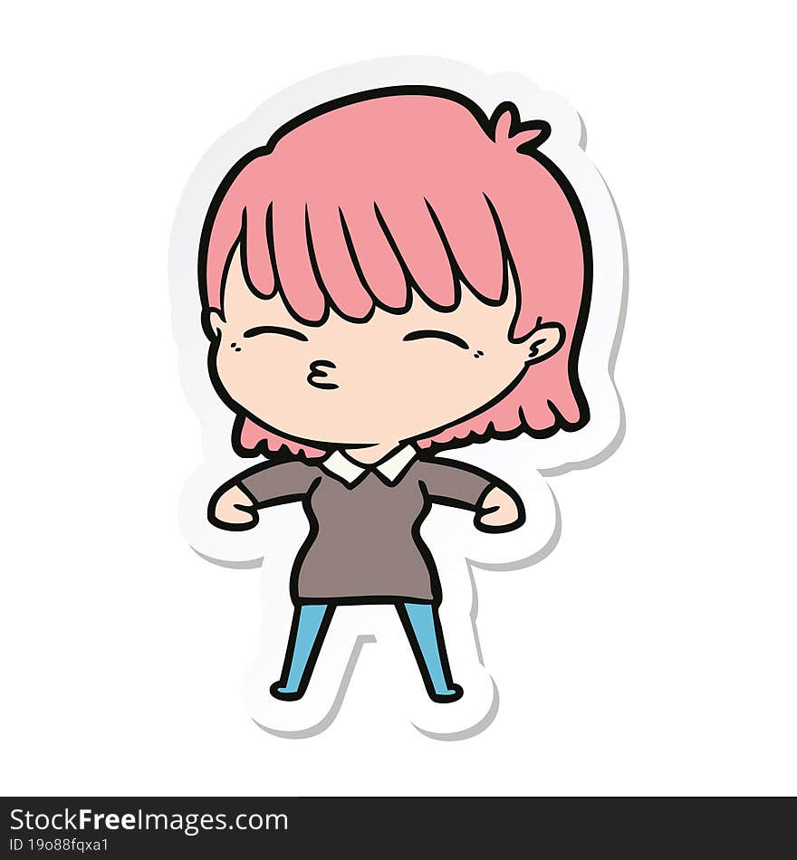 sticker of a cartoon woman