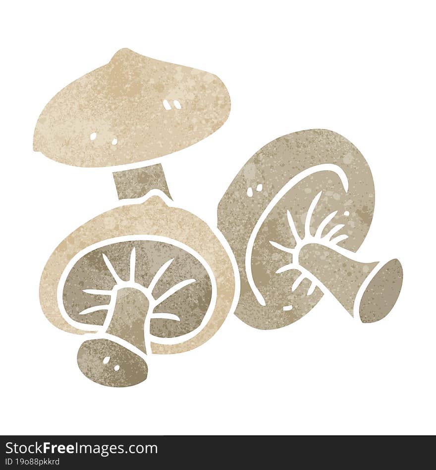 freehand retro cartoon mushrooms