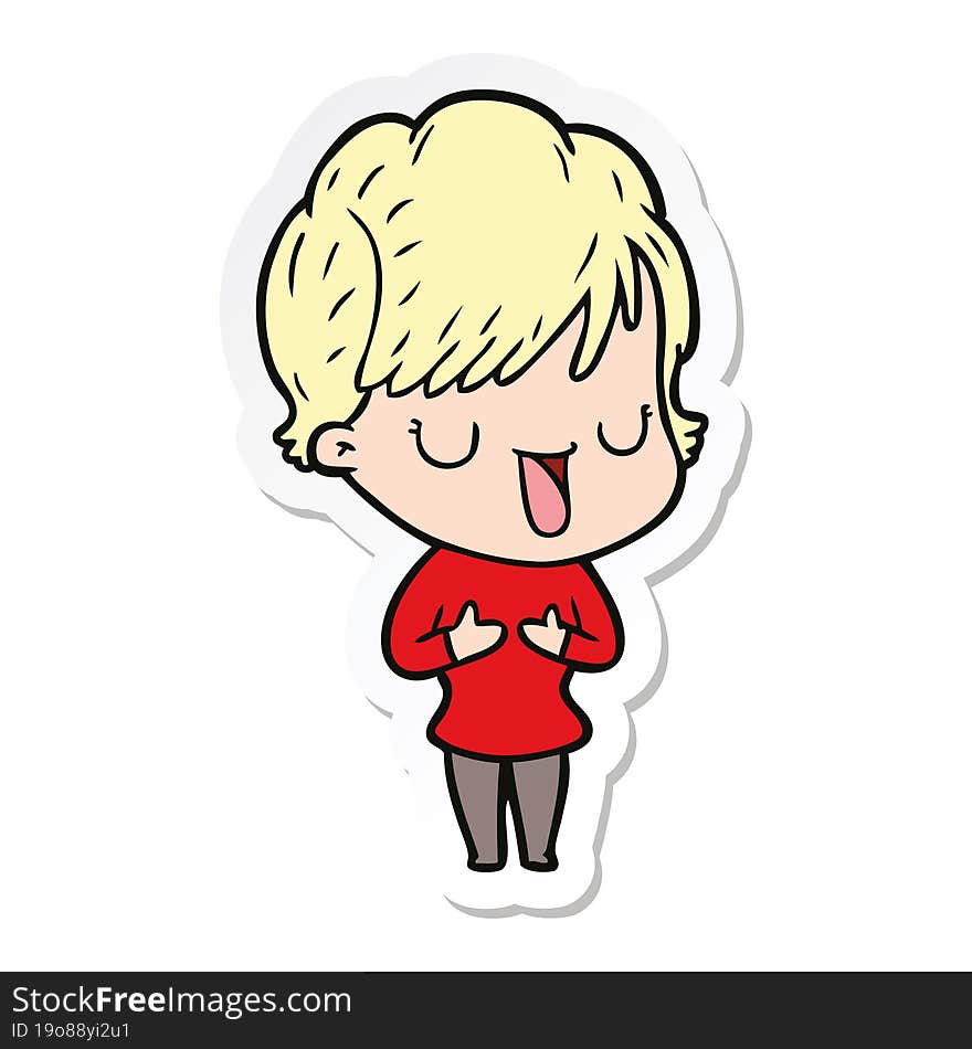 sticker of a cartoon woman talking