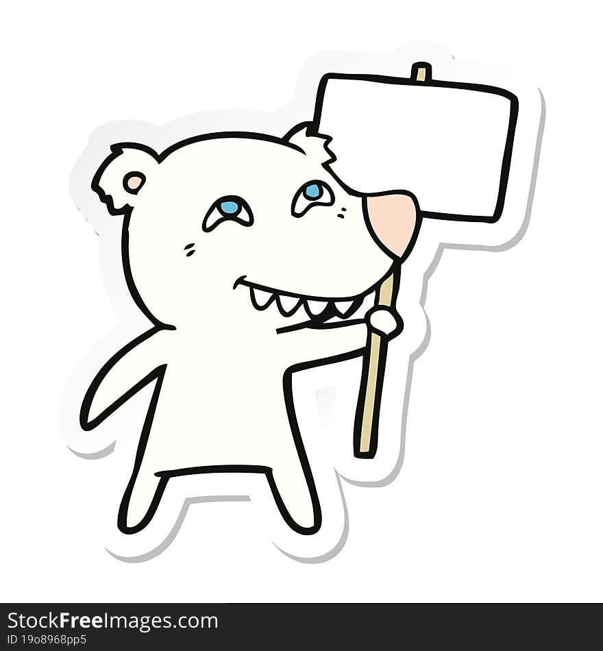 sticker of a cartoon polar bear showing teeth