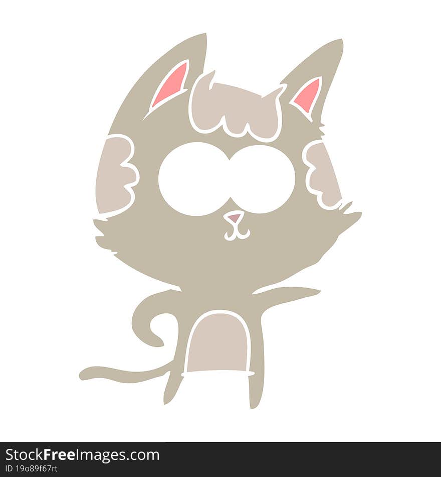 Happy Flat Color Style Cartoon Cat Pointing