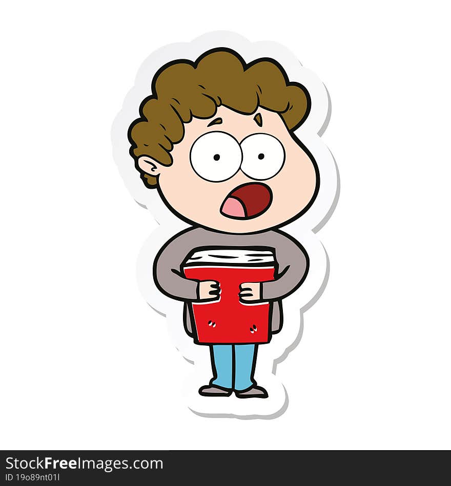 Sticker Of A Cartoon Man Gasping In Surprise