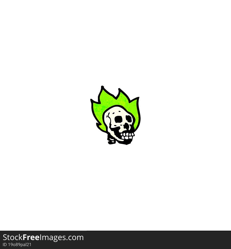 flaming spooky skull cartoon