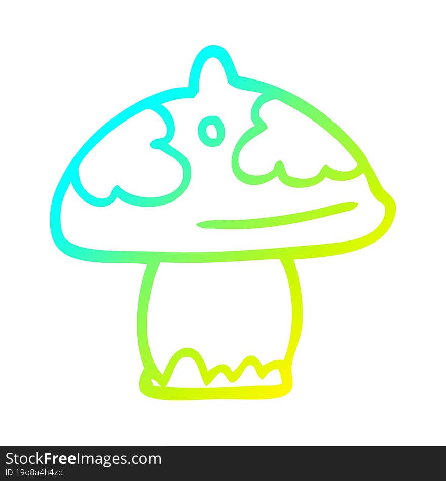 cold gradient line drawing cartoon mushroom