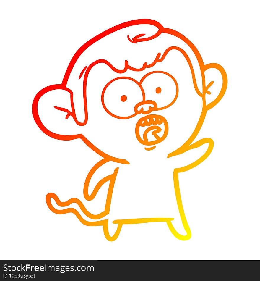 warm gradient line drawing cartoon shocked monkey