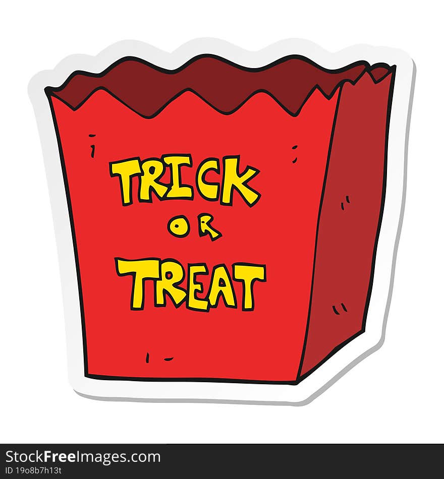 sticker of a cartoon trick or treat bag