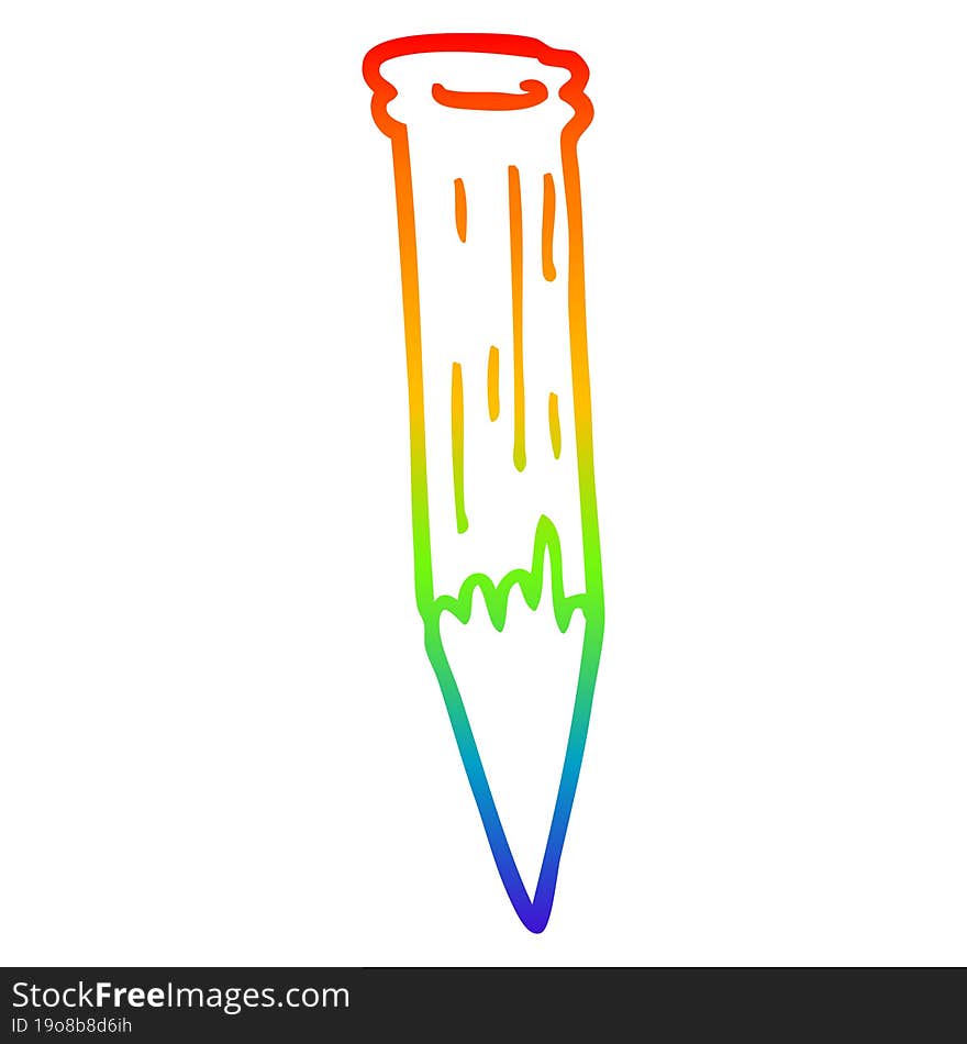 Rainbow Gradient Line Drawing Cartoon Bloody Vampire Stake