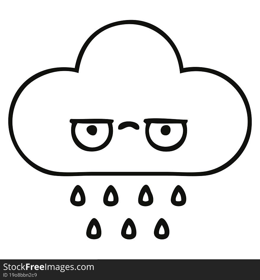 line drawing cartoon rain cloud