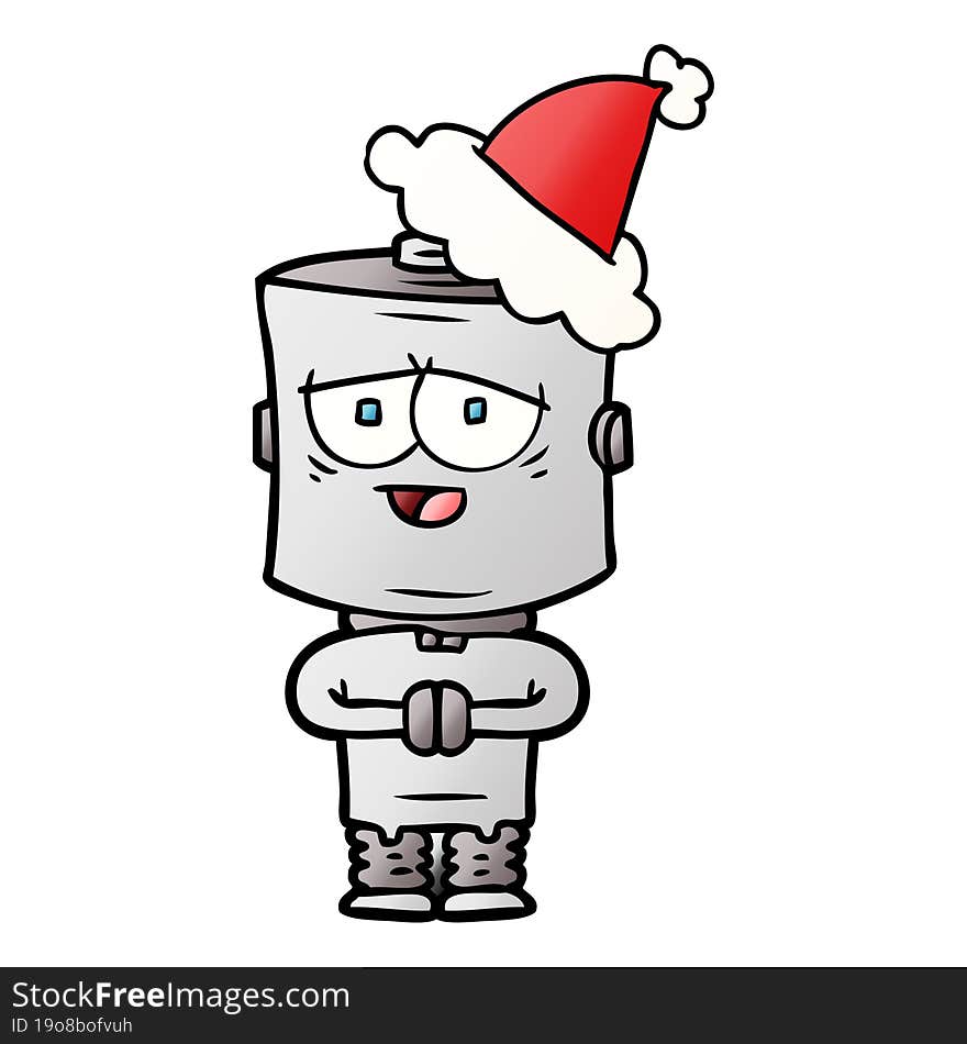 Gradient Cartoon Of A Robot Wearing Santa Hat