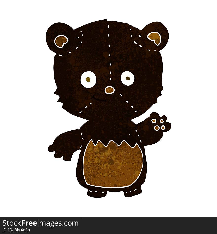 cartoon black bear cub waving